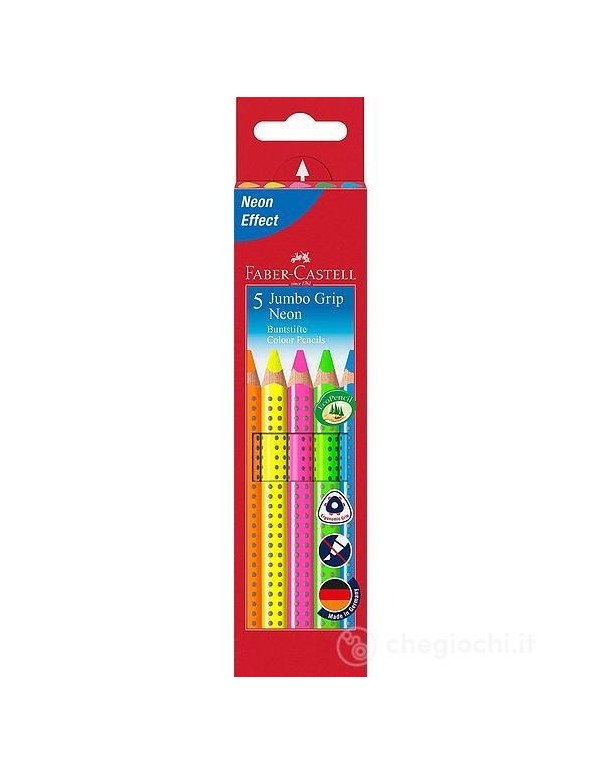 Faber-Castell 5 Triangular Highlighter Pencils Jumbo Grip Neon