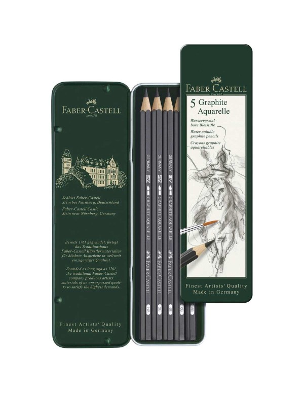 Set Matite Acquerellabili Graphite HB 2B 4B 6B 8B Faber-Castell 5pz.