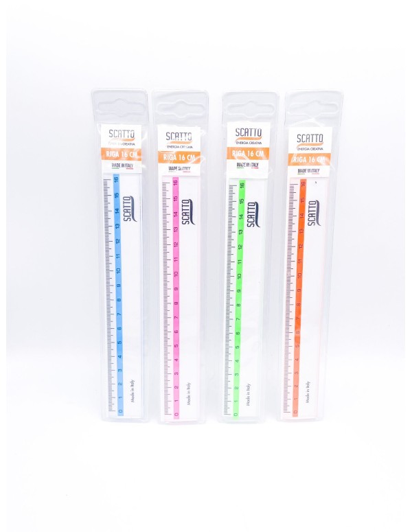 Scatto Riga In Plastica 16cm Colori Assortiti