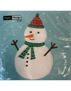 Christmas Paper Napkins With Snowman 33CM 20PCs.