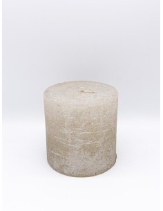 Christmas Candle Metallic Ivory Pillar 9cm
