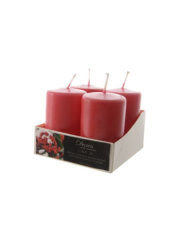 Red Christmas Candle 4Pz 8cm