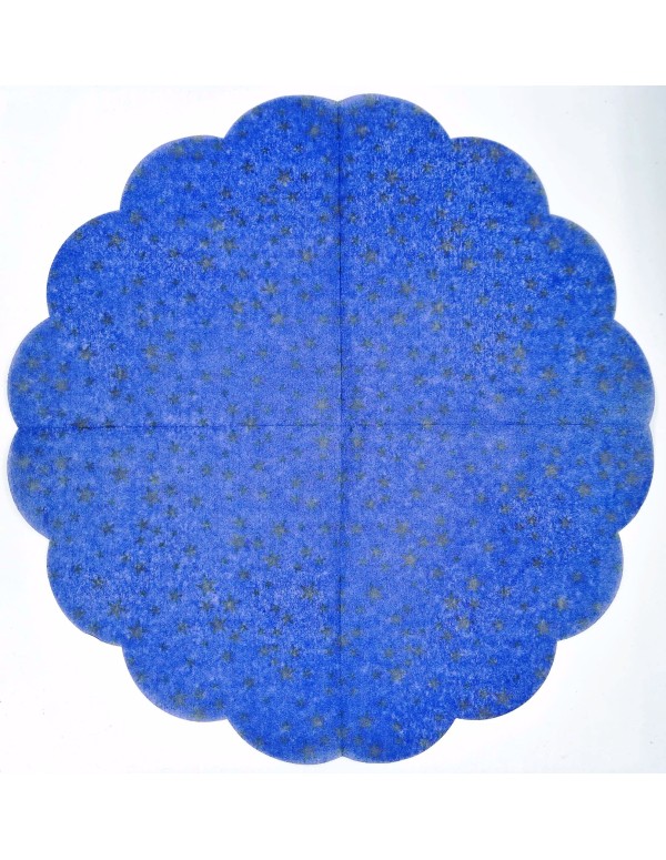 Tovaglioli Natalizi Decorativi Blu Con Stelline diam 34cm 15pz.