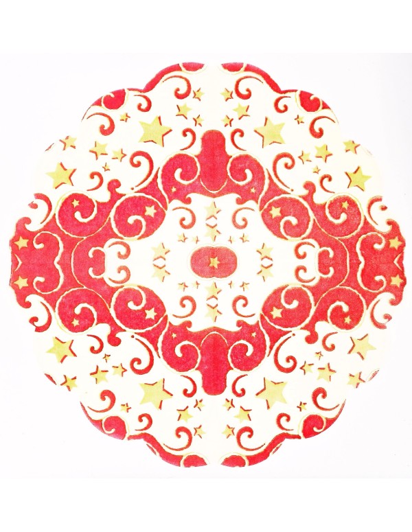 Tovaglioli Natalizi Decorativi Rossi Con Stelle diam 34cm 15pz.