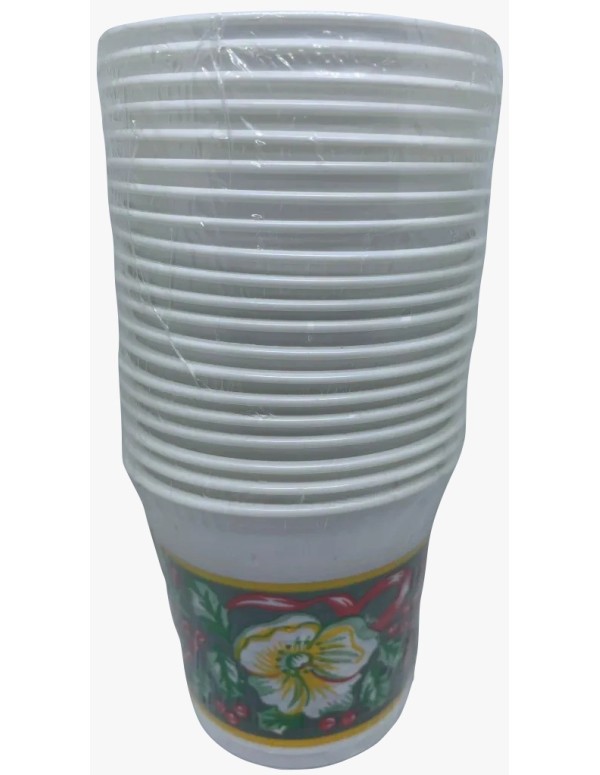 Bicchieri Di Plastica Natalizi Bianchi Con Bucaneve 20PZ 200CC.