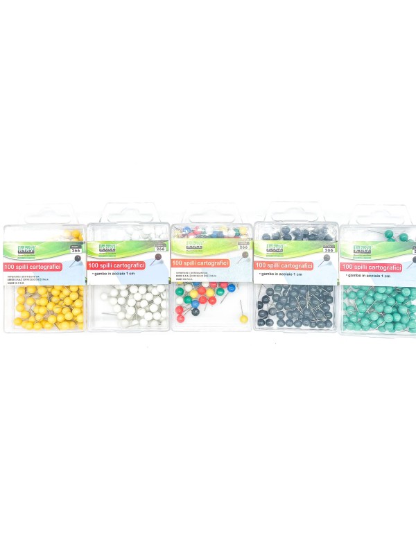 Spilli Cartografici Gambo In Acciaio 1cm 100pz Colori Assortiti