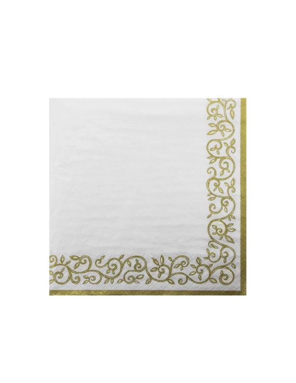 Tovaglioli Di Carta Bianchi E Oro 25CM 20PZ