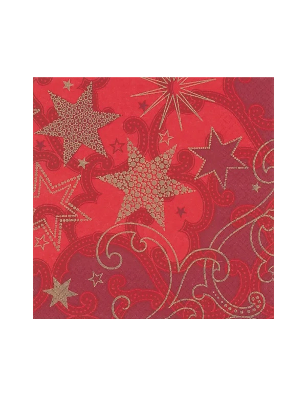 Tovaglioli Di Carta Natalizi Con Stelle Rosse 33CM 20Pz