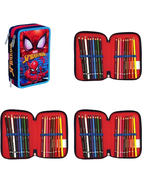 Astuccio Completo 3 Zip Seven Marvel Spiderman Rosso