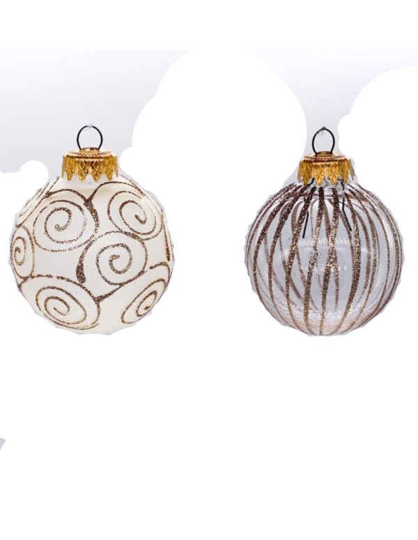 Christmas Tree Plastic Bauble With Gold Decorations diam 6cm