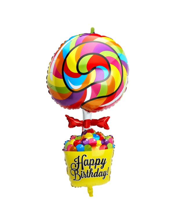 Palloncino Metalfoil Compleanno Lecca Lecca Arcobaleno 40" 102cm