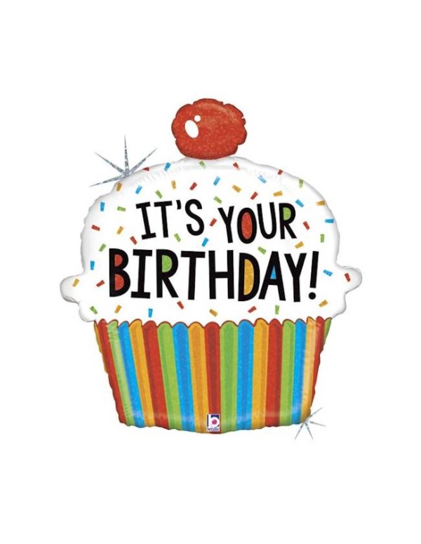 Palloncino Metalfoil Cupcake Happy Birthday 31" 79cm