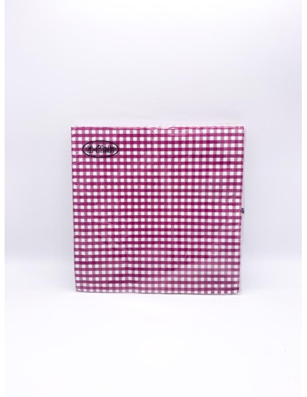 Tovaglioli Di Carta Decorati A Quadri Rosa 33CM 20PZ