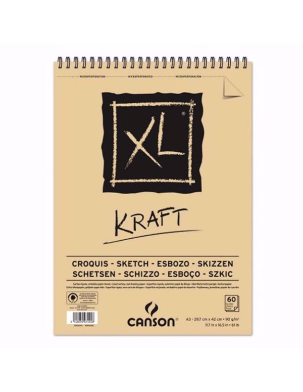 Album Blocco XL Kraft Schizzo Canson Microperforato A3 90g/mq 60 Fogli