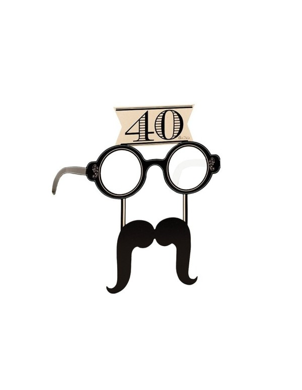 40th Party Paper Glasses With Mustaches