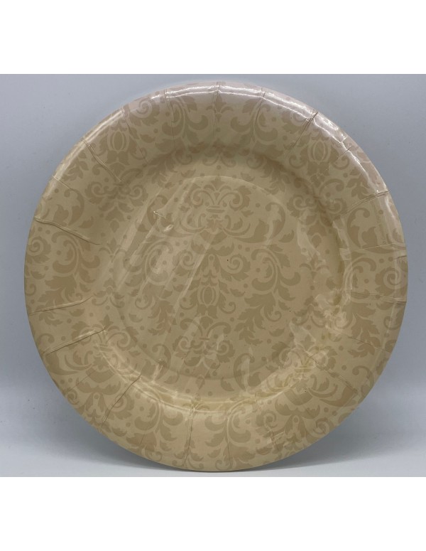 Piatti Di Carta Natalizi Gialli Con Ornamenti 20CM 8PZ