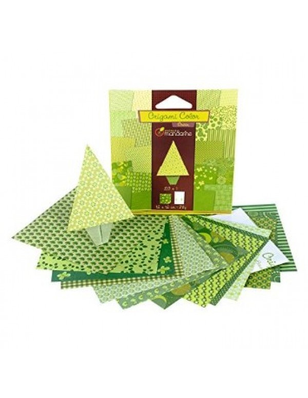 Carta Per Origami 20+1 Fogli Fantasie Verdi 12x12cm
