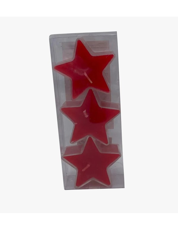 Christmas Candle Red Stars TeaLight 3Pcs