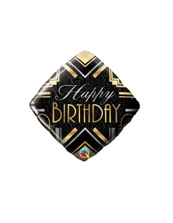Palloncino Metalfoil Happy Birthday Nero 18" 46cm