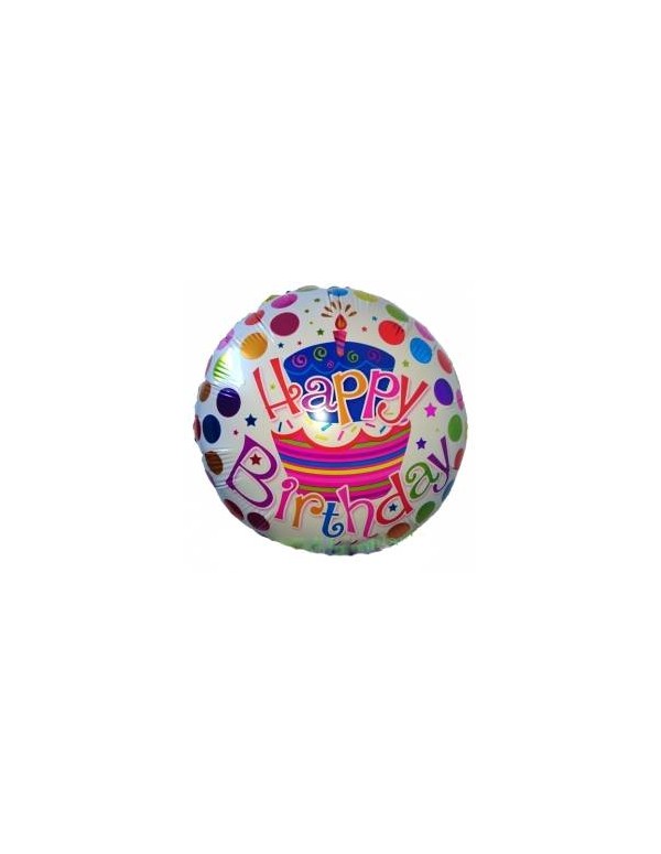 Palloncino Metalfoil Happy Birthday Torta Multicolore 18" 46cm