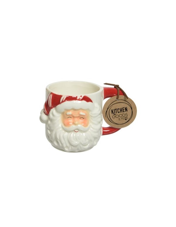 Tazza Natalizia Volto Babbo Natale In Ceramica 14cm