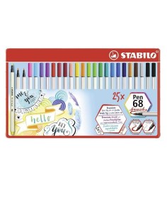 Stabilo Pen 68 Brush Scatola Metallo 25 Pennarelli