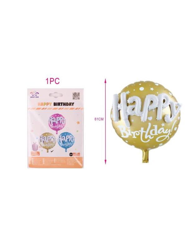 Palloncino Metalfoil Happy Birthday 24" 61cm