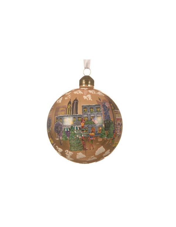 Pallina Albero Di Natale In Vetro Con Disegno Dell'America 8cm