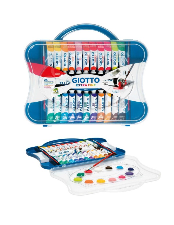 Giotto Tempera Extra Fine In Tubetto 12ml Confezione 24Pz. Con Tavolozza