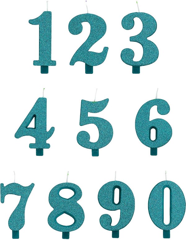 Birthday Candles White Numbers Red Border