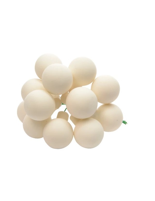 Palline Albero Di Natale In Vetro Bianco Opaco Grappolo 12pz 2,5cm