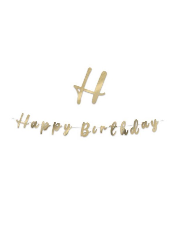 Sign Festoon Happy Birthday Gold