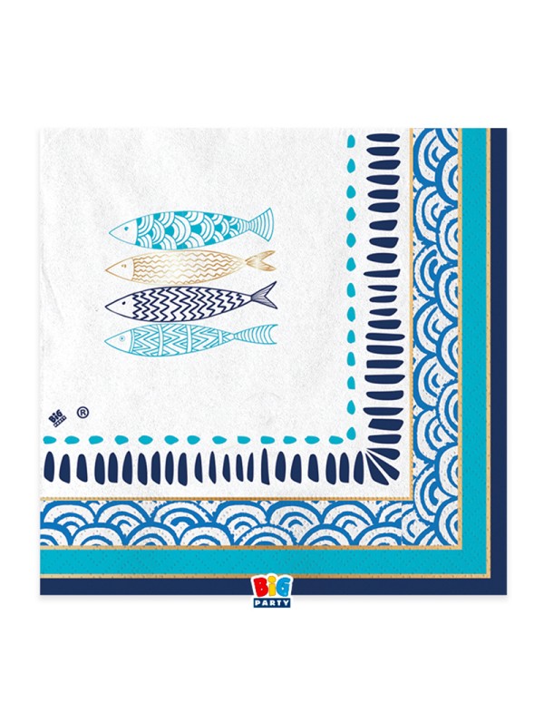 Tovaglioli Di Carta Fantasia Mare 33x33cm 16pz.