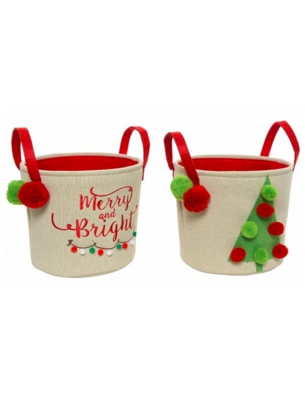 Christmas Basket With Handles And Tree