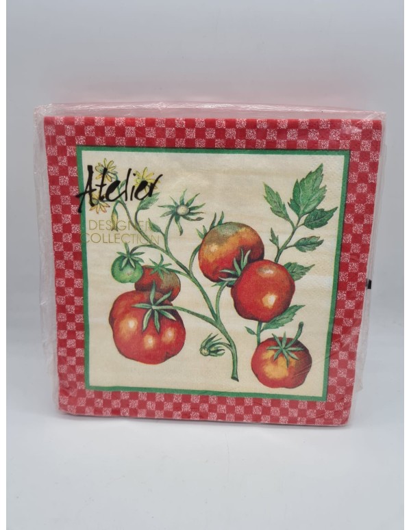 Tovaglioli Party Pomodoro Rosso E Verde 33x33cm 20pz