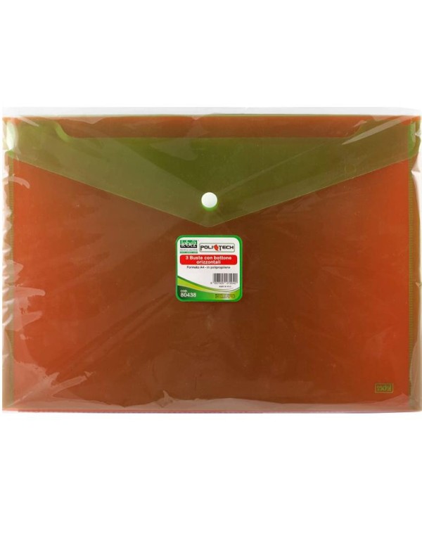 Envelope With Button PPL A4 Assorted Fluo Colors