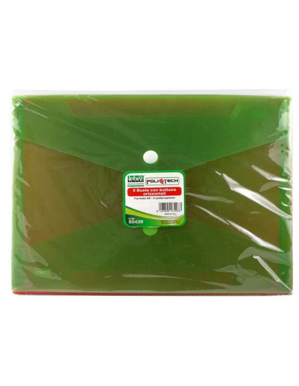 Envelope With Button PPL A5 Assorted Fluo Colors