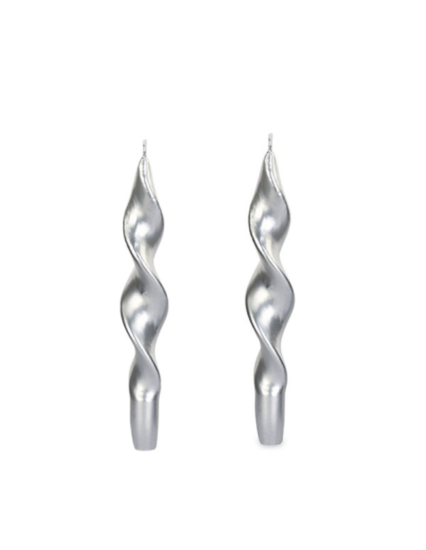 Candela Di Natale Torciglione Argento 22cm Set 2pz