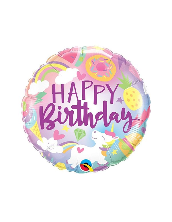 Palloncino Happy Birthday Unicorno 18" 45cm