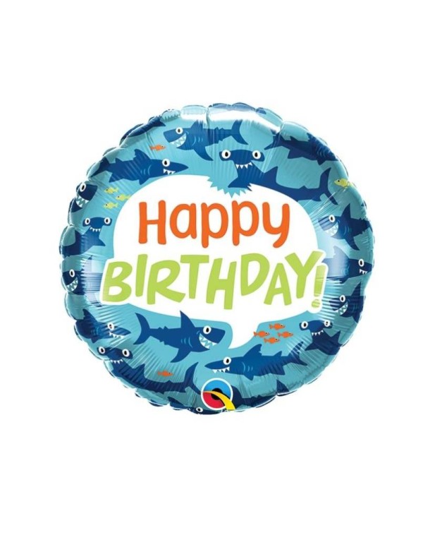Palloncino Metalfoil Happy Birthday Squali 18" 46cm