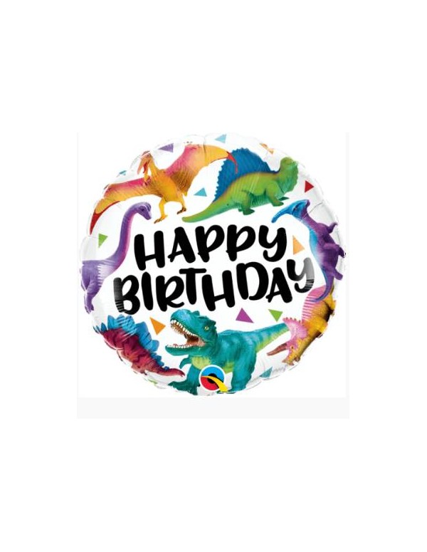 Palloncino Metalfoil Happy Birthday Dinosauri 18" 46cm