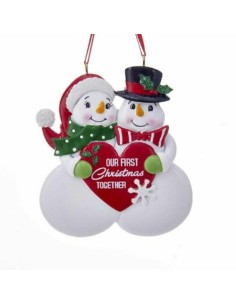 Addobbo Albero Di Natale Coppia Pupazzi Di Neve Personalizzabile