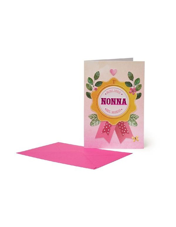 Greeting Card For Grandmother With Cockade "Best Grandmother In The World"Legami