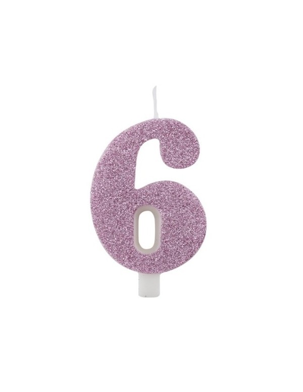 Pink Glittered Mauve Candles Number