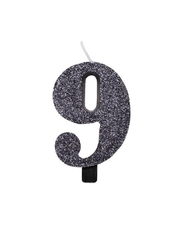 Candeline Numeri Compleanno Nere Glitter