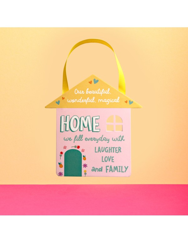 Targa Da Appendere Forma Casa Rosa