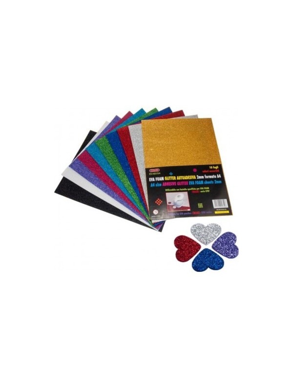 Eva Foam Glitter Adhesive 2mm A4 10 Sheets Assorted Colour