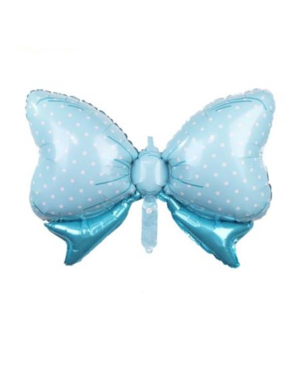 Palloncino Alluminio Farfalla Pois Azzurro 80cm