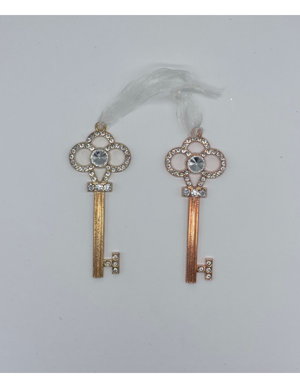 Addobbo Albero Natale Chiave Dorata/Bronzo Con Pietre