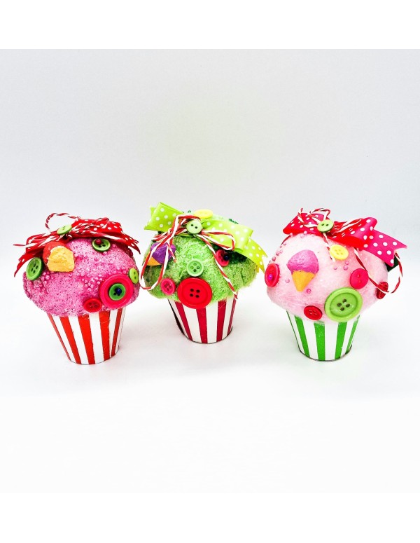 Addobbo Albero Di Natale Muffin Colorati Multicolor